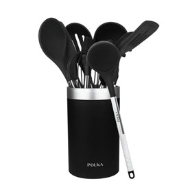 Conjunto de utensílios de cozinha Cecotec Polka Exclusive em madeira e pedra, com 9 peças - Inclui suporte - Materiais: silicone