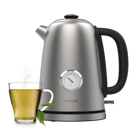Chaleira elétrica vintage Cecotec Thermosense 620 - Potência de 2200 W - Capacidade de 1,7 L - Aço inoxidável - Termômetro analó
