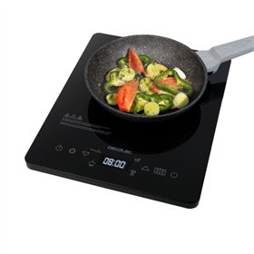 Placa de indução portátil Cecotec Full Crystal Onyx - 2000 W - Vidro de alta resistência - Controles sensíveis ao toque - 10 nív