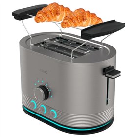 Torradeira dupla Cecotec Shine and Toast - Potência de 850 W - Abertura larga - Acabamento em aço inoxidável - 7 níveis de tosta