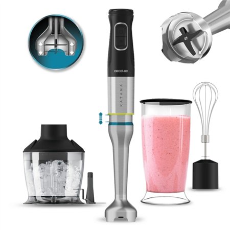 Liquidificador de mão Cecotec Katana 12 Chop - 1200 W - Função oscilante - Lâminas de titânio - 21 velocidades - Protetor anti-r