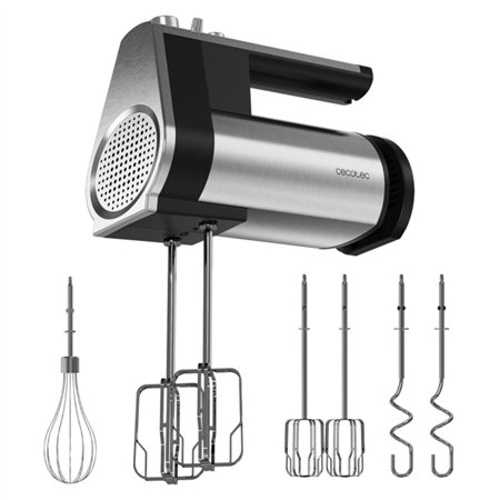 Batedeira de mão Cecotec PowerTwist 500 totalmente em aço inoxidável - 500 W de potência - Velocidade ajustável - Inclui acessór