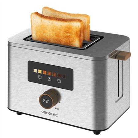 Torradeira Cecotec TouchandToast com Duas Fatias Largas - 950W - Controle por Toque e Visor Colorido - Centralização Automática 