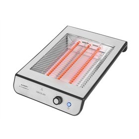 Torradeira horizontal Cecotec Turbo Easy Toast Inox - 900 W - 3 elementos de aquecimento de quartzo - 6 níveis de tostagem - Com