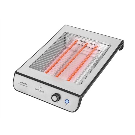 Torradeira horizontal Cecotec Turbo Easy Toast Inox - 900 W - 3 elementos de aquecimento de quartzo - 6 níveis de tostagem - Com