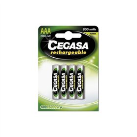 Pacote com 4 pilhas recarregáveis AAA HR03 de 800mAh da Cegasa
