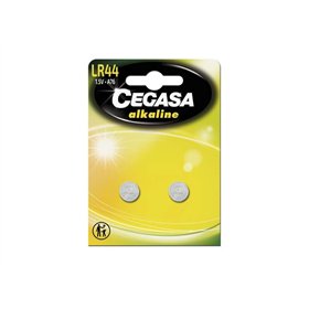 Pacote com 2 pilhas Cegasa LR44 de 1,5 V - Ideais para controles remotos, brinquedos e termômetros digitais.