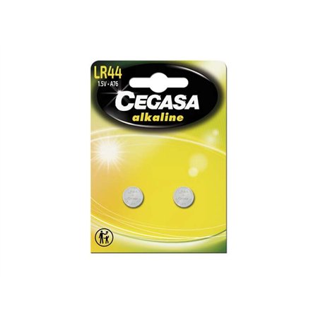 Pacote com 2 pilhas Cegasa LR44 de 1,5 V - Ideais para controles remotos, brinquedos e termômetros digitais.
