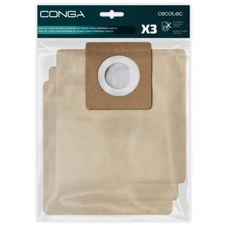 Cecotec - Pacote com 3 Sacos de Reposição para Conga Powerbag 4000 XL - Alta Capacidade de Filtragem - Fácil Instalação - Materi