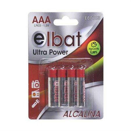 Pacote com 4 pilhas alcalinas Elbat LR03/AAA