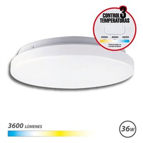 Luminária de teto redonda de LED Elbat 36W - 3600lm - Seletor de 3 temperaturas - Branca