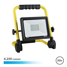 Refletor LED Elbat com suporte dobrável 50W - 4250 lúmens - Branco frio 6500K - Cabo de 1,50m - IP65 para uso externo
