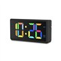 Despertador digital Hama Ibiza - Visor multicolorido - Carregamento USB-A - Função soneca - 15 x 3,4 x 7,5 cm - Preto