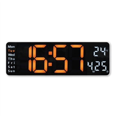 Relógio de parede digital Hama Santa Cruz - Termômetro - Alarme - Data - Visor grande - 32x10x3cm - Branco
