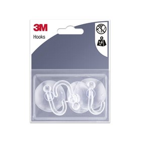 Conjunto de 3 ganchos com ventosa 3M - Suporta até 1 kg - Transparentes