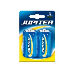 Pacote com 2 baterias salinas Jupiter D R20 - Baterias salinas para dispositivos de baixa potência