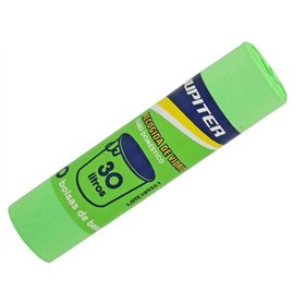 Pacote com 10 Sacos de Lixo Jupiter de 30L - Primeira Qualidade - Verde