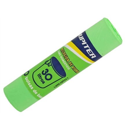 Pacote com 10 Sacos de Lixo Jupiter de 30L - Primeira Qualidade - Verde