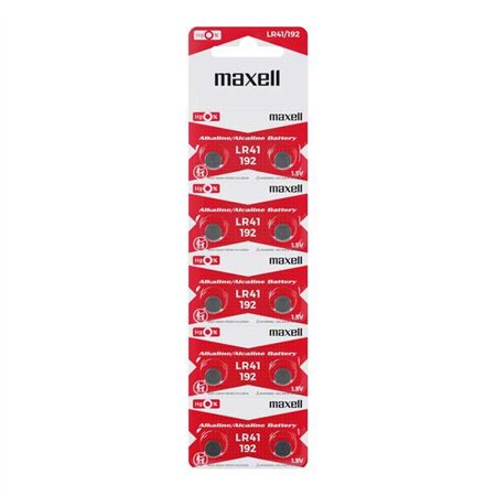 Pacote com 10 pilhas tipo botão alcalinas Maxell LR41 1,5V