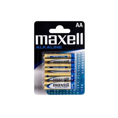 Pacote com 4 pilhas alcalinas Maxell LR06 AA 1,5V