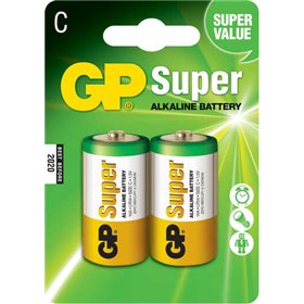 Pacote com 2 pilhas alcalinas super LR14 C 1,5V