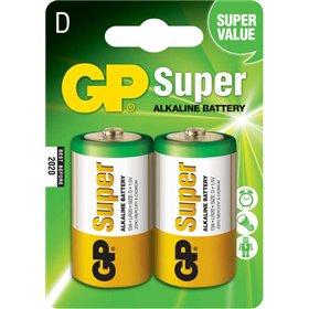 Pacote com 2 pilhas alcalinas super LR20 D de 1,5 V