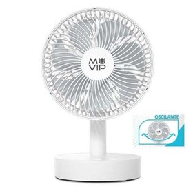 Ventilador de mesa oscilante portátil Muvip 12W 19cm de diâmetro - 4 velocidades - Oscilação até 70º - Ângulo ajustável até 90º 