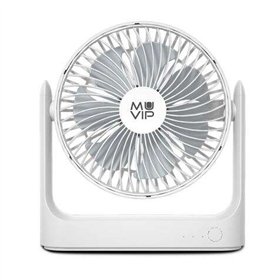 Ventilador de mesa portátil Muvip 5,5 W, 18 cm de diâmetro - 3 velocidades - Ângulo ajustável até 360º - Autonomia da bateria de