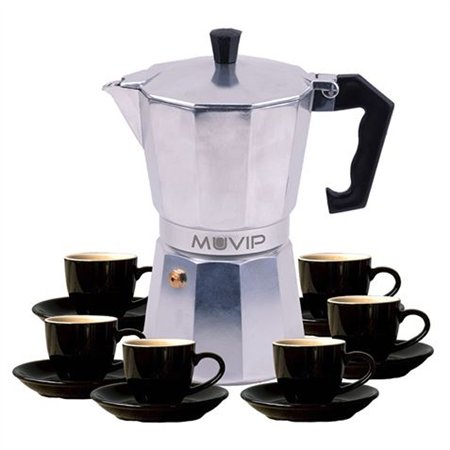 Cafeteira Muvip MV0604 em alumínio - Capacidade para 6 xícaras - Cabo ergonômico em baquelite resistente ao calor - Adequada par