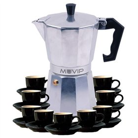 Cafeteira Muvip MV0605 em alumínio - Capacidade para 9 xícaras - Cabo ergonômico em baquelite resistente ao calor - Adequada par