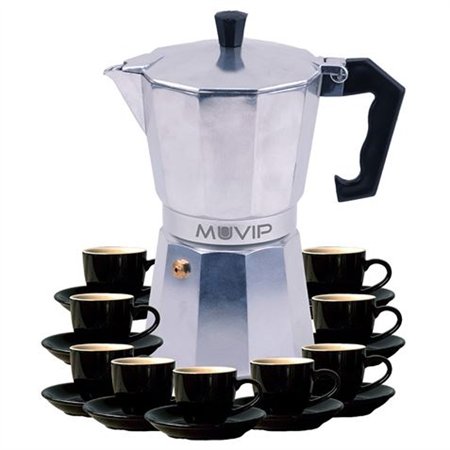 Cafeteira Muvip MV0605 em alumínio - Capacidade para 9 xícaras - Cabo ergonômico em baquelite resistente ao calor - Adequada par