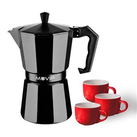 Cafeteira Muvip MV0606 em alumínio - Capacidade para 3 xícaras - Cabo ergonômico - Antiaderente - Adequada para fogões elétricos