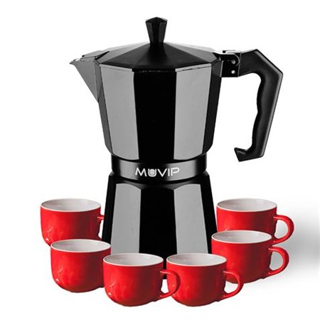 Cafeteira Muvip MV0607 em alumínio - Capacidade para 6 xícaras - Cabo ergonômico - Antiaderente - Adequada para fogões elétricos