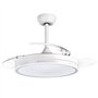 Ventilador de teto Muvip de 106 cm - 30 W - 4 pás retráteis - Luz LED integrada - Temporizador - 6 velocidades - Branco