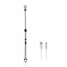 Isqueiro elétrico Innovagoods Fletcher - Recarregável via USB - Flexível 360° - Trava de segurança - Indicadores LED - Prata e P