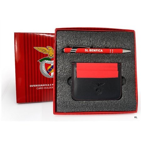 Conjunto Porta Cartoes Pele + Esferografica SLBenfica