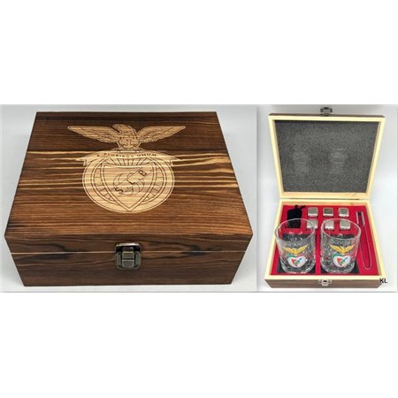 Estojo 2 Copos Whisky+Cubos Gelo SL Benfica