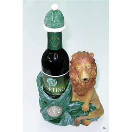 Leão com garrafa de vinho