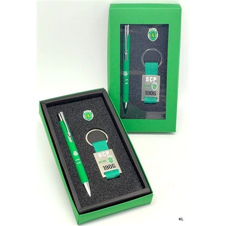 Conjunto Esfer. +Porta Chave +Pin Sporting CP
