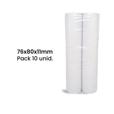 Rolo de Papel Normal 76x80x11 - Pack de 10 unidades