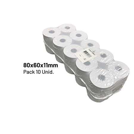 Rolo de Papel Térmico 80x60x11 - Pack de 10 unidades