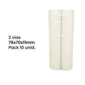 Rolos de Papel Duplo Autocopiativo 76x70x11/2 vias (Branco/Amarelo)