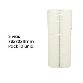 Rolos de Papel Triplo Autocopiativo 76x70x11/3 vias (Branco/Amarelo/Rosa)