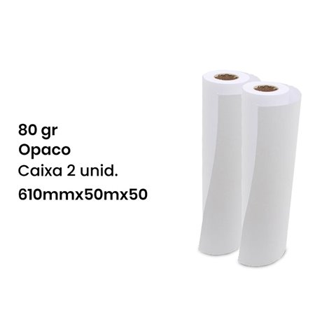 Rolo Plotter 610mmx50mx50/80g/OPACO - Caixa de 2 unidades
