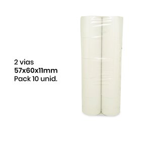 Rolos de Papel Duplo Autocopiativo 57x60x11/2 vias (Branco/Amarelo)