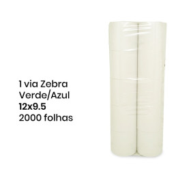 Papel de Computador 12x9,5 - 1 Via Zebra Verde/Azul - 2000 Folhas