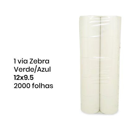 Papel de Computador 12x9,5 - 1 Via Zebra Verde/Azul - 2000 Folhas