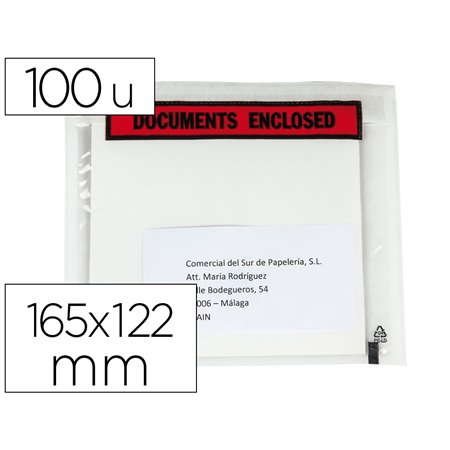 Envelope Autoadesivo Q-Connect Porta Documentos Multilingue 165X122 Mm Sem Janela Pack de 100 Unidades