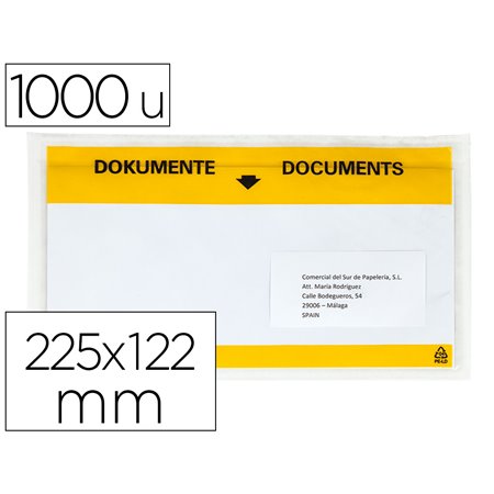 Envelope Autoadesivo Q-Connect Porta Documentos Multilingue 225X122 Mm Janela Totalmente Transparente Pack de 1000 Unida