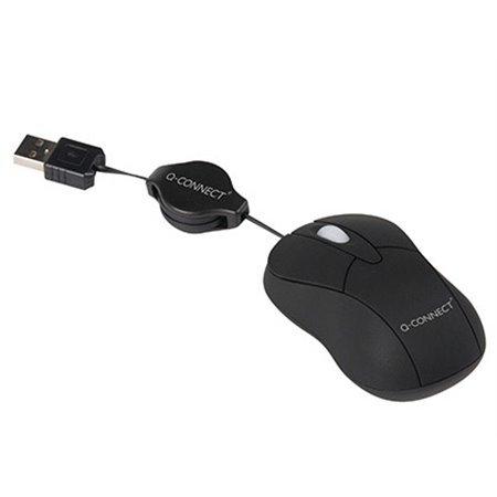 Rato Q-Connect Mini Optico 800 Dpi Retratil USB 1,5 Ghz Preto